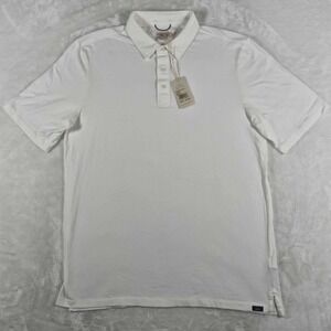 Faherty Movement Polo Shirt Men's Large Tall LT White Stretch Short Sleeve NWT